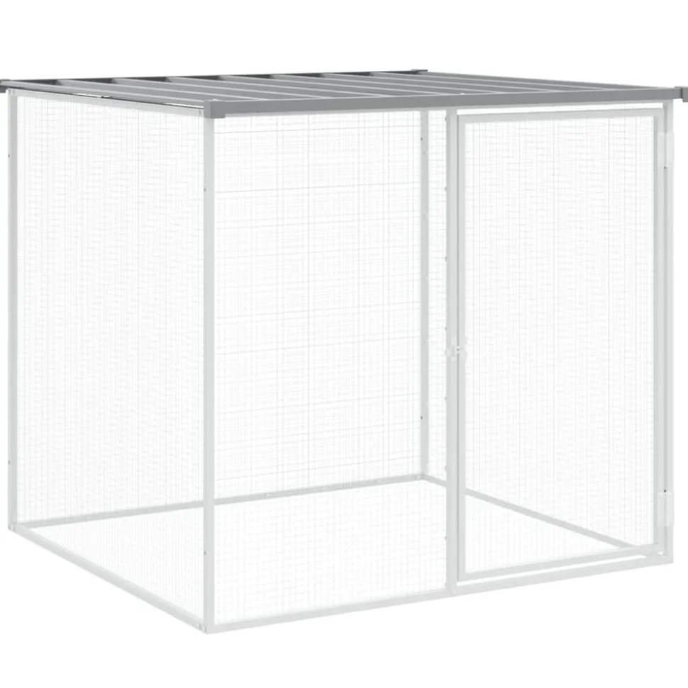 HELLOSHOP26 - Poulailler enclos cage poules avec toit clair 403 x 98 x 90 cm acier galvanisé gris