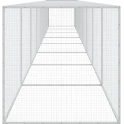 HELLOSHOP26 - Poulailler enclos cage poules avec toit clair 803 x 98 x 90 cm acier galvanisé gris