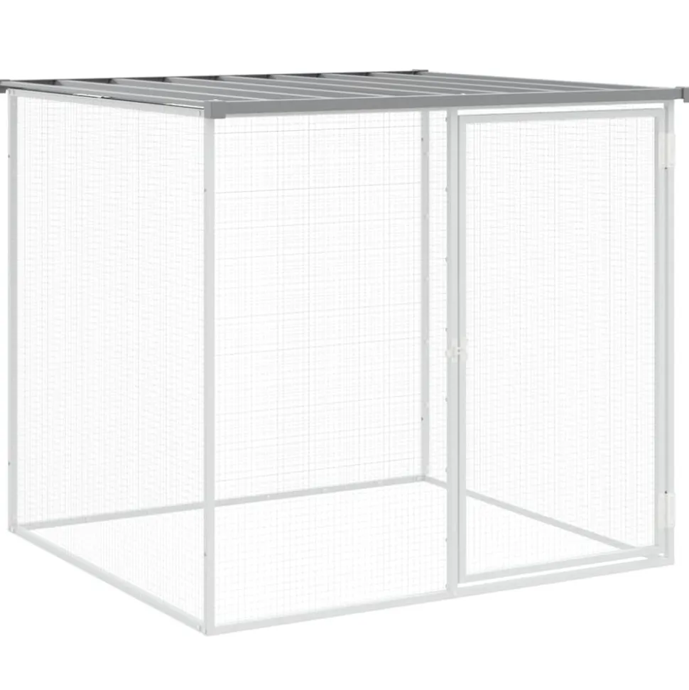 HELLOSHOP26 - Poulailler enclos cage poules avec toit clair 803 x 98 x 90 cm acier galvanisé gris
