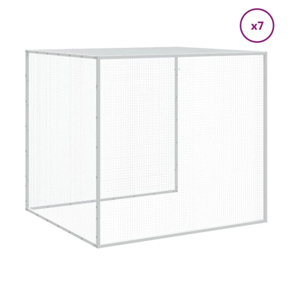 HELLOSHOP26 - Poulailler enclos cage poules avec toit clair 803 x 98 x 90 cm acier galvanisé gris
