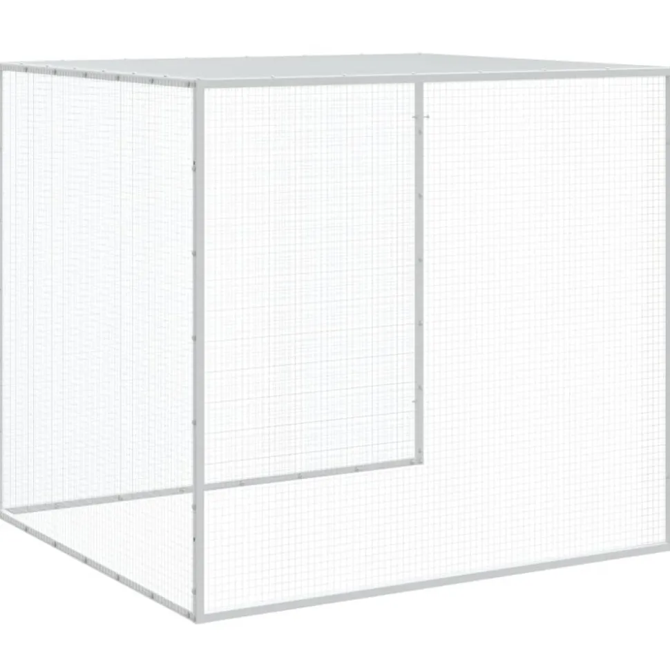 HELLOSHOP26 - Poulailler enclos cage poules avec toit clair 803 x 98 x 90 cm acier galvanisé gris