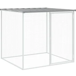HELLOSHOP26 - Poulailler enclos cage poules avec toit clair 1003 x 98 x 90 cm acier galvanisé gris