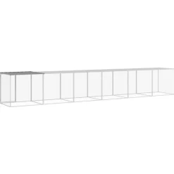 HELLOSHOP26 - Poulailler enclos cage poules avec toit clair 603 x 98 x 90 cm acier galvanisé gris