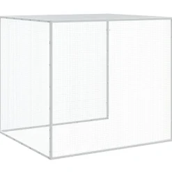 HELLOSHOP26 - Poulailler enclos cage poules avec toit clair 603 x 98 x 90 cm acier galvanisé gris