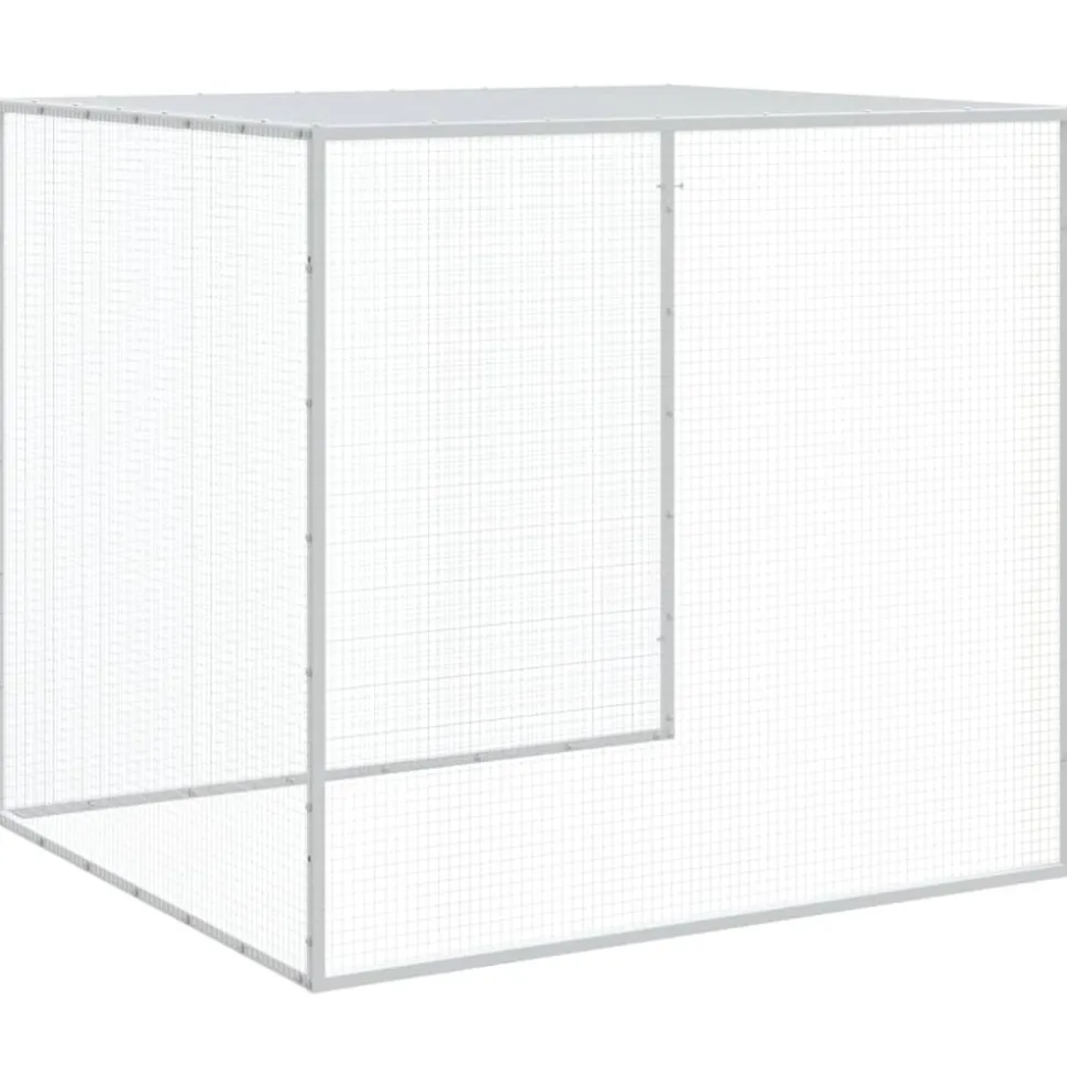 HELLOSHOP26 - Poulailler enclos cage poules avec toit clair 603 x 98 x 90 cm acier galvanisé gris