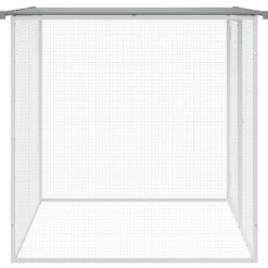 HELLOSHOP26 - Poulailler enclos cage poules avec toit clair 103 x 98 x 90 cm acier galvanisé gris