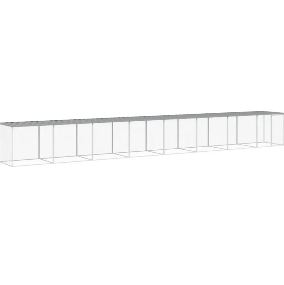 HELLOSHOP26 - Poulailler enclos cage poules avec toit clair 803 x 98 x 90 cm acier galvanisé gris