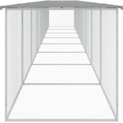HELLOSHOP26 - Poulailler enclos cage poules avec toit clair 803 x 98 x 90 cm acier galvanisé gris