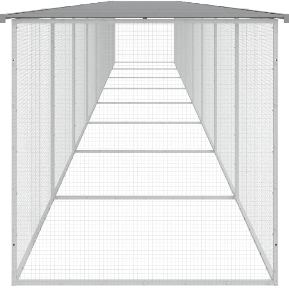HELLOSHOP26 - Poulailler enclos cage poules avec toit clair 803 x 98 x 90 cm acier galvanisé gris