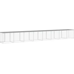 HELLOSHOP26 - Poulailler enclos cage poules avec toit clair 803 x 98 x 90 cm acier galvanisé gris