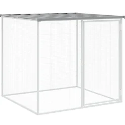 HELLOSHOP26 - Poulailler enclos cage poules avec toit clair 803 x 98 x 90 cm acier galvanisé gris