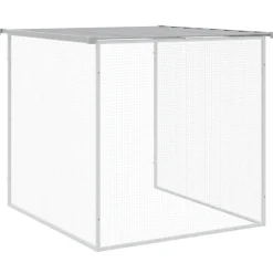 HELLOSHOP26 - Poulailler enclos cage poules avec toit clair 803 x 98 x 90 cm acier galvanisé gris