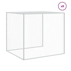 HELLOSHOP26 - Poulailler enclos cage poules avec toit clair 1003 x 98 x 90 cm acier galvanisé gris