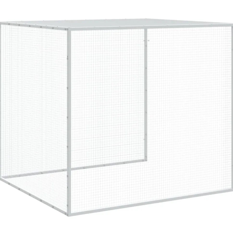 HELLOSHOP26 - Poulailler enclos cage poules avec toit clair 1003 x 98 x 90 cm acier galvanisé gris