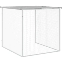 HELLOSHOP26 - Poulailler enclos cage poules avec toit clair 203 x 98 x 90 cm acier galvanisé gris