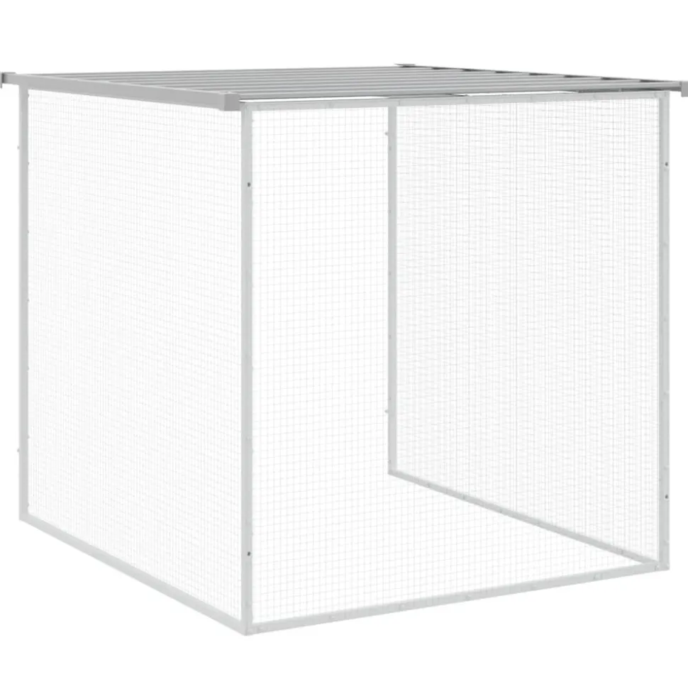 HELLOSHOP26 - Poulailler enclos cage poules avec toit clair 203 x 98 x 90 cm acier galvanisé gris