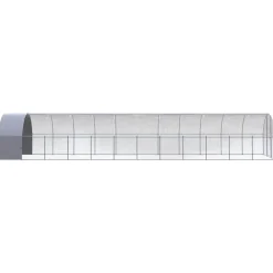HELLOSHOP26 - Poulailler enclos cage poules d'extérieur 3 x 12 x 2 m acier galvanisé argent