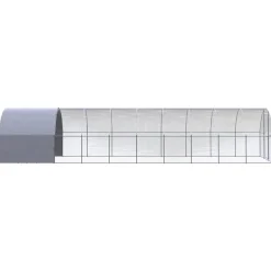 HELLOSHOP26 - Poulailler enclos cage poules d'extérieur 3 x 10 x 2 m acier galvanisé argent