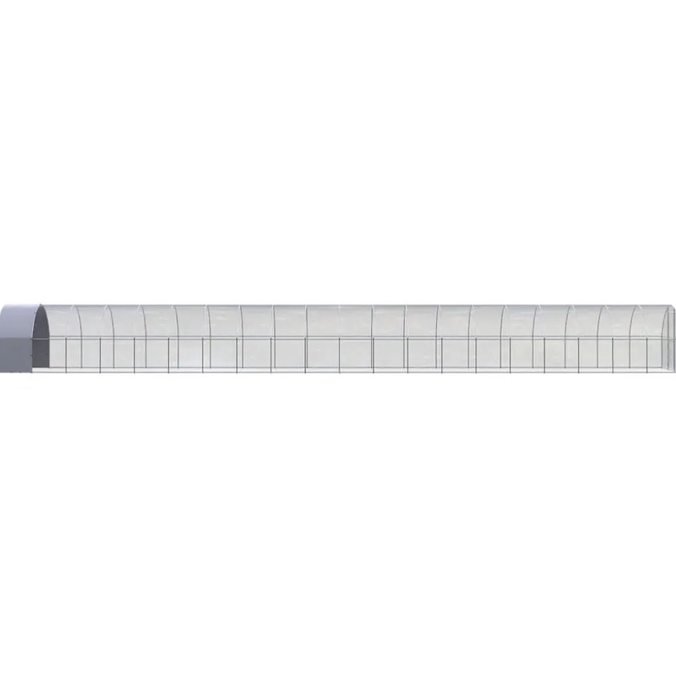 HELLOSHOP26 - Poulailler enclos cage poules d'extérieur 3 x 20 x 2 m acier galvanisé argent