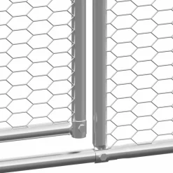 HELLOSHOP26 - Poulailler enclos cage poules d'extérieur 2 x 6 x 2 m acier galvanisé argent