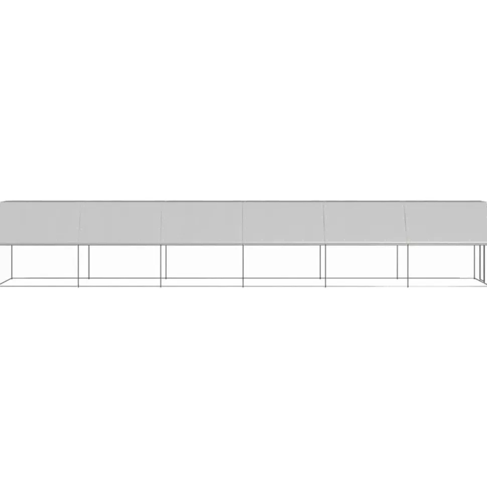 HELLOSHOP26 - Poulailler enclos cage poules d'extérieur 2 x 12 x 2 m acier galvanisé argent