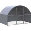 HELLOSHOP26 - Poulailler enclos cage poules d'extérieur 3 x 2 x 2 m acier galvanisé argent