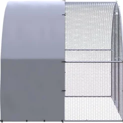 HELLOSHOP26 - Poulailler enclos cage poules d'extérieur 3 x 2 x 2 m acier galvanisé argent
