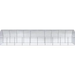 HELLOSHOP26 - Poulailler enclos cage poules d'extérieur 3 x 10 x 2 m acier galvanisé argent
