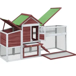 HELLOSHOP26 - Poulailler enclos cage poules moka 186,5 x 58,5 x 113 cm bois massif de pin marron