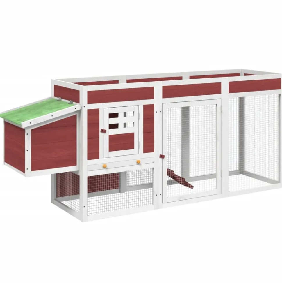 HELLOSHOP26 - Poulailler enclos cage poules moka 204 x 50 x 84 cm bois massif de pin marron