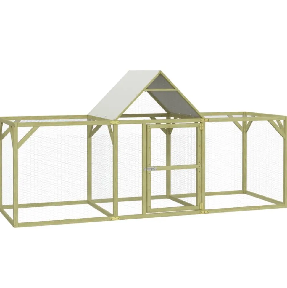 HELLOSHOP26 - Poulailler enclos cage poules 300 x 100 x 150 cm bois de pin massif imprégné marron