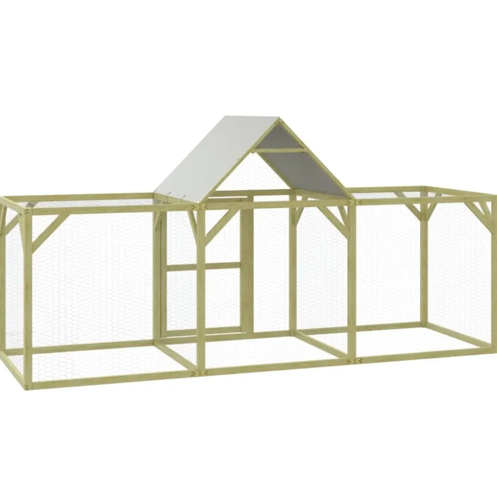 HELLOSHOP26 - Poulailler enclos cage poules 300 x 100 x 150 cm bois de pin massif imprégné marron
