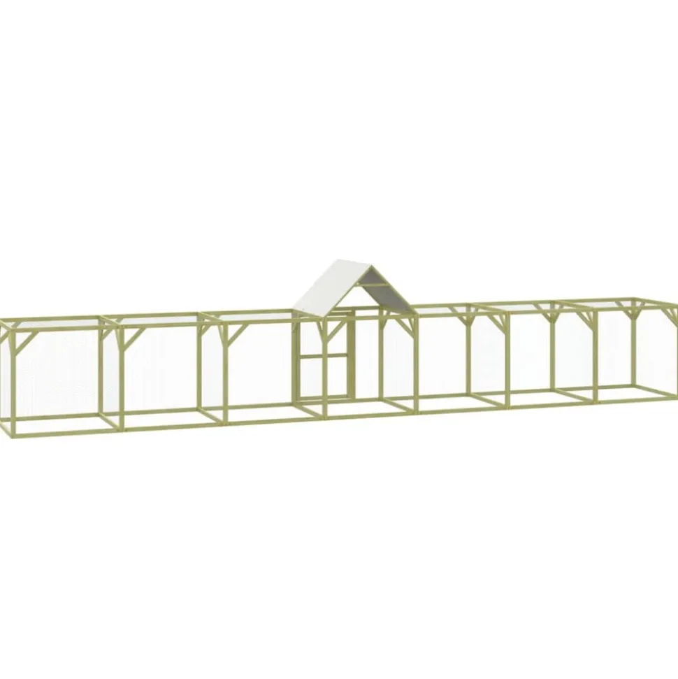 HELLOSHOP26 - Poulailler enclos cage poules 700 x 100 x 150 cm bois de pin massif imprégné marron