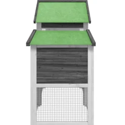 HELLOSHOP26 - Poulailler enclos cage poules 186,5 x 58,5 x 113 cm bois massif de pin gris