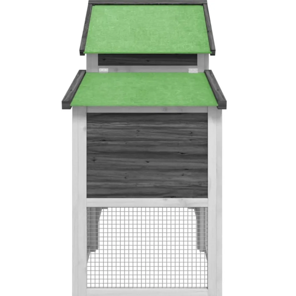 HELLOSHOP26 - Poulailler enclos cage poules 186,5 x 58,5 x 113 cm bois massif de pin gris
