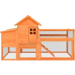 HELLOSHOP26 - Poulailler enclos cage poules 186,5 x 58,5 x 113 cm bois massif de pin marron