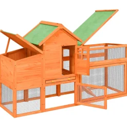HELLOSHOP26 - Poulailler enclos cage poules 186,5 x 58,5 x 113 cm bois massif de pin marron