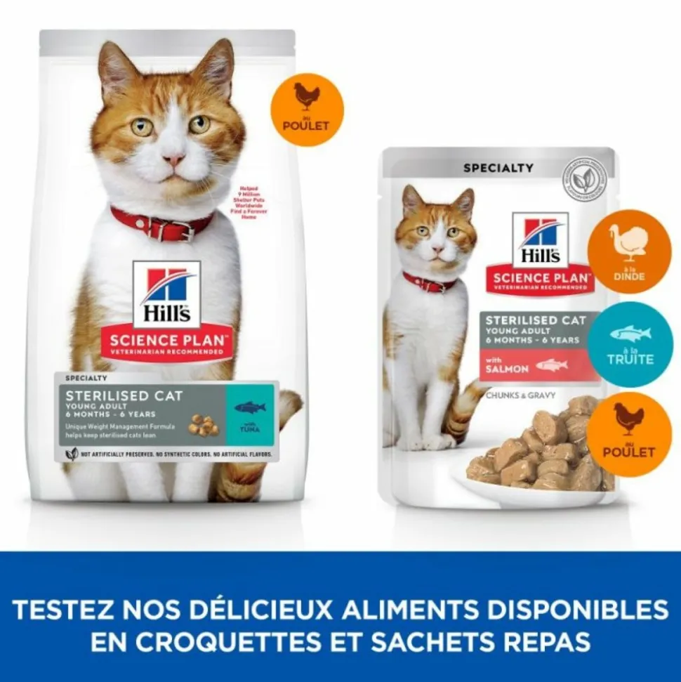HILL'S - Croquettes chat science plan sterilised young adult poulet - hill's 1,5 kg