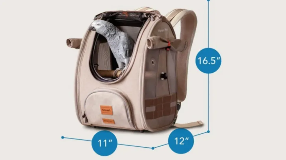 HOUSE OF PETS DELIGHT - Trackpack pour oiseaux, sac à dos avec perchoir, approuvé par les compagnies aériennes
