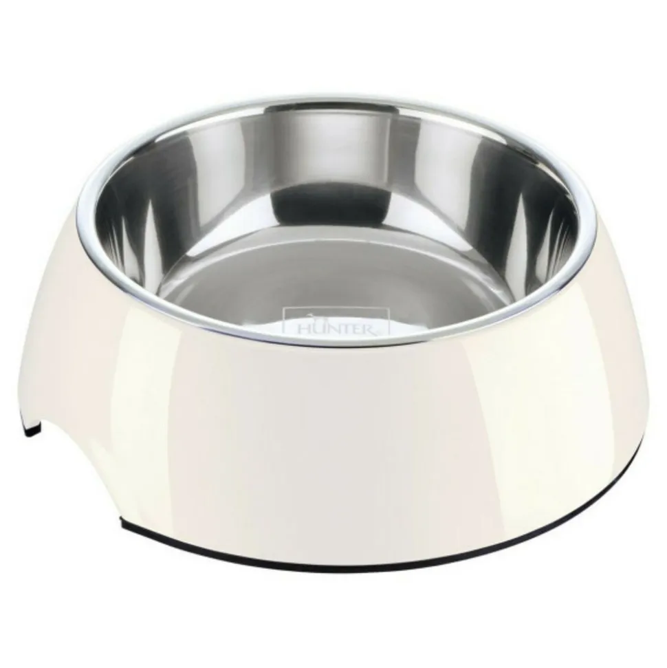 HUNTER - Mangeoire pour chiens mélamine acier inoxydable blanc 160 ml (14,5 x 14,5 x 7 cm)