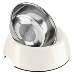 HUNTER - Mangeoire pour chiens mélamine acier inoxydable blanc 160 ml (14,5 x 14,5 x 7 cm)