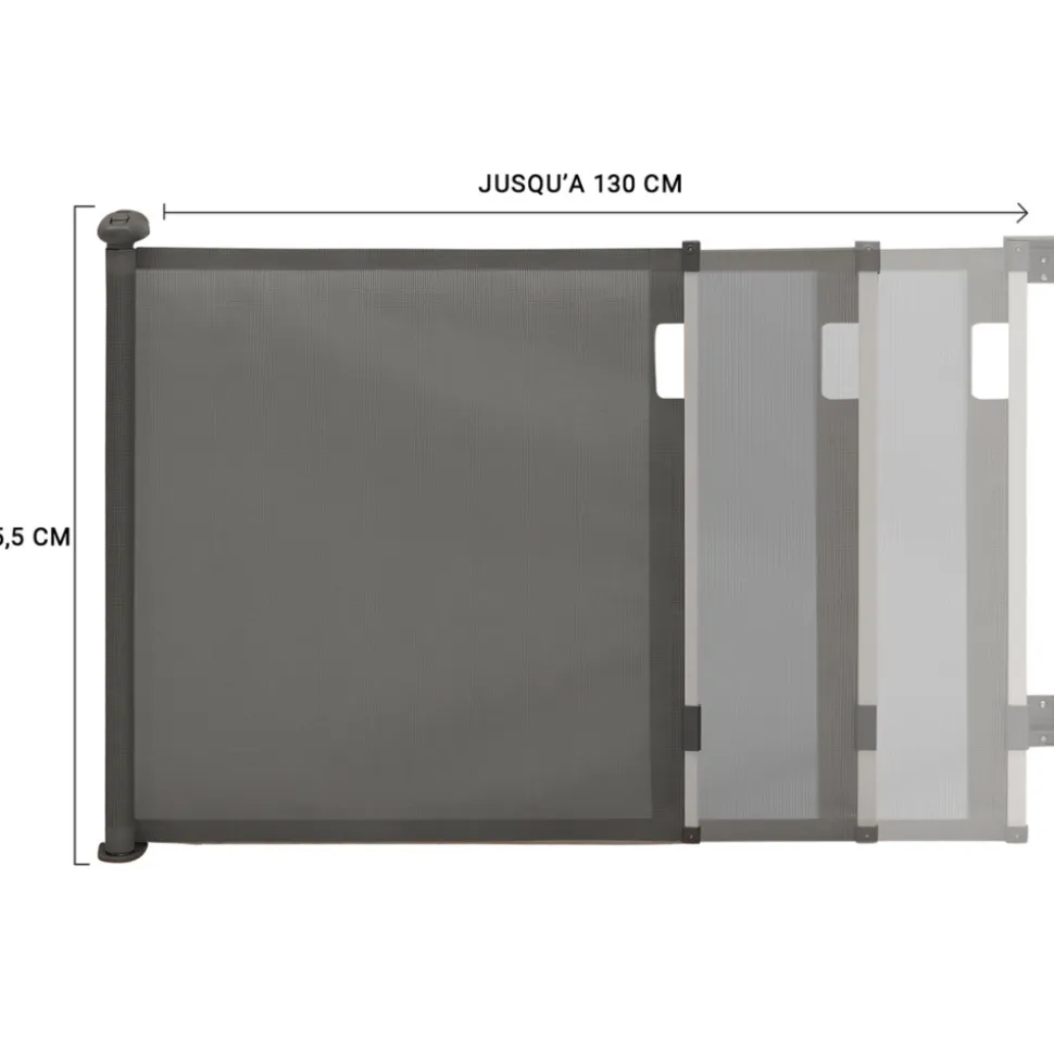 IDMARKET - Barrière de sécurité rétractable pour animaux domestiques 130 cm gris