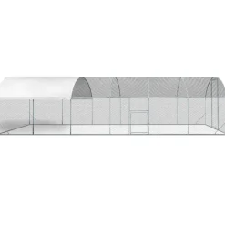 IDMARKET - Enclos poulailler dôme 22,5 m² parc grillagé 3x7,5 m avec porte latérale