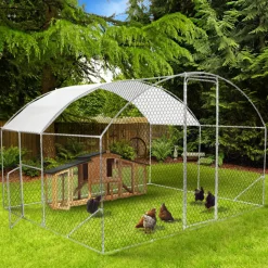 IDMARKET - Enclos poulailler dôme 7,5 m² parc grillagé 3x2,5 m avec porte latérale