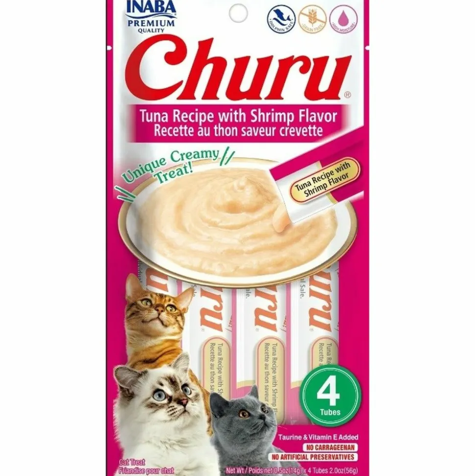 INABA - Collation pour chat inaba churu 4 x 14 g crevettes thon