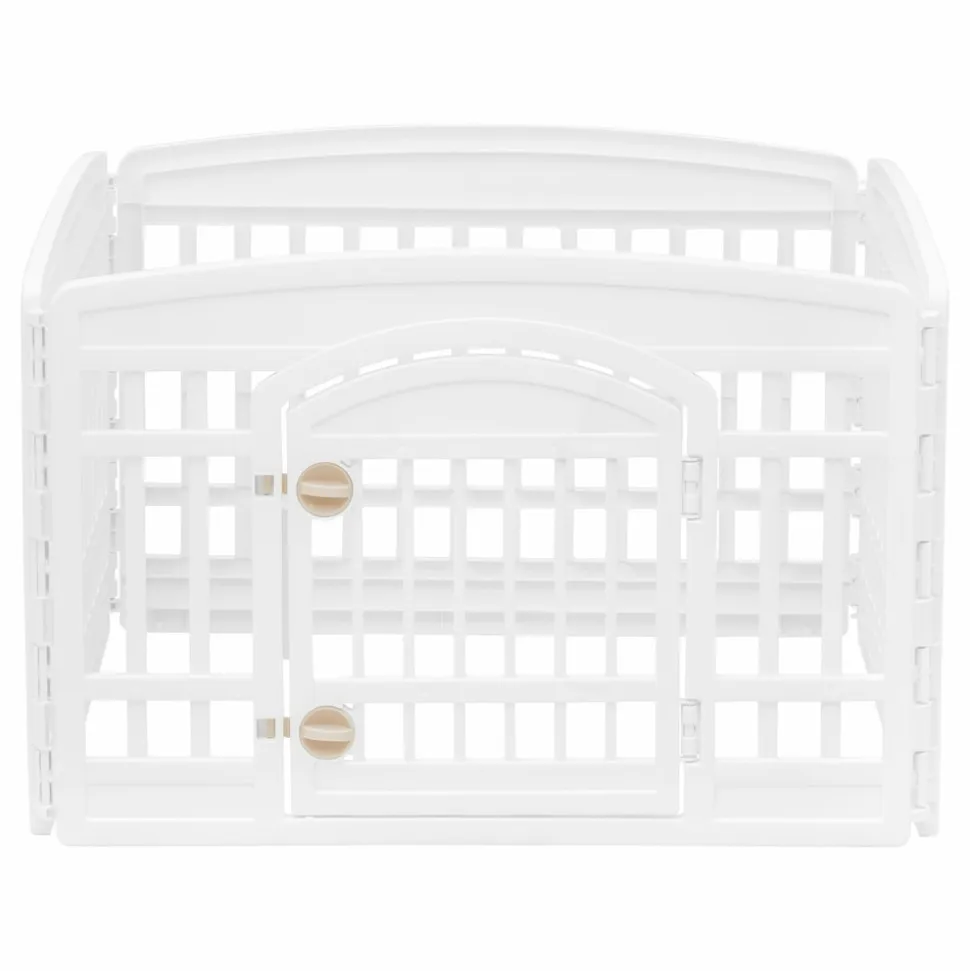 IRIS OHYAMA - Parc 4 panneaux et 1 porte verrouillable, l91.5 x p91.5 x h60cm,interieur/exterieur,pour chiens,lapins et chats,ci-604e,white/beige