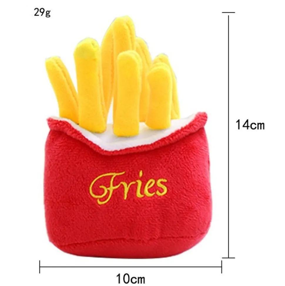 Jouets pour chiens en forme de hamburger, de frites, de glace, d'écrevisses, de bouteille de lait et de bonbons