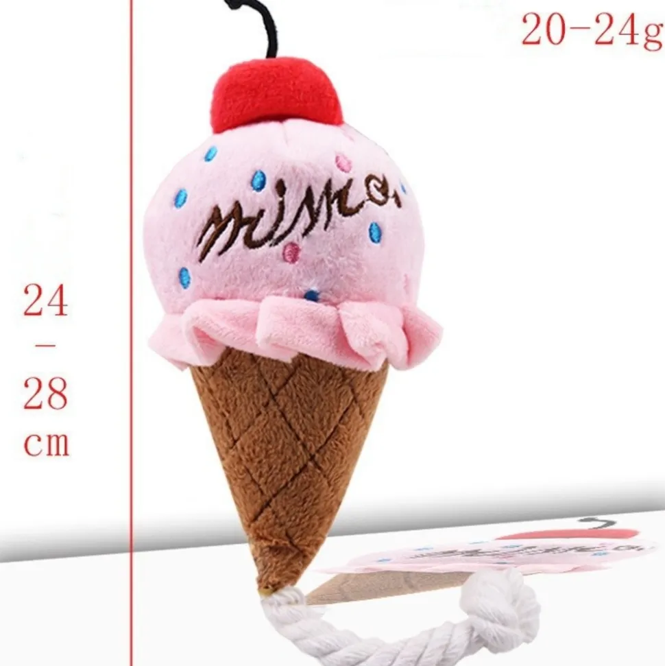 Jouets pour chiens en forme de hamburger, de frites, de glace, d'écrevisses, de bouteille de lait et de bonbons