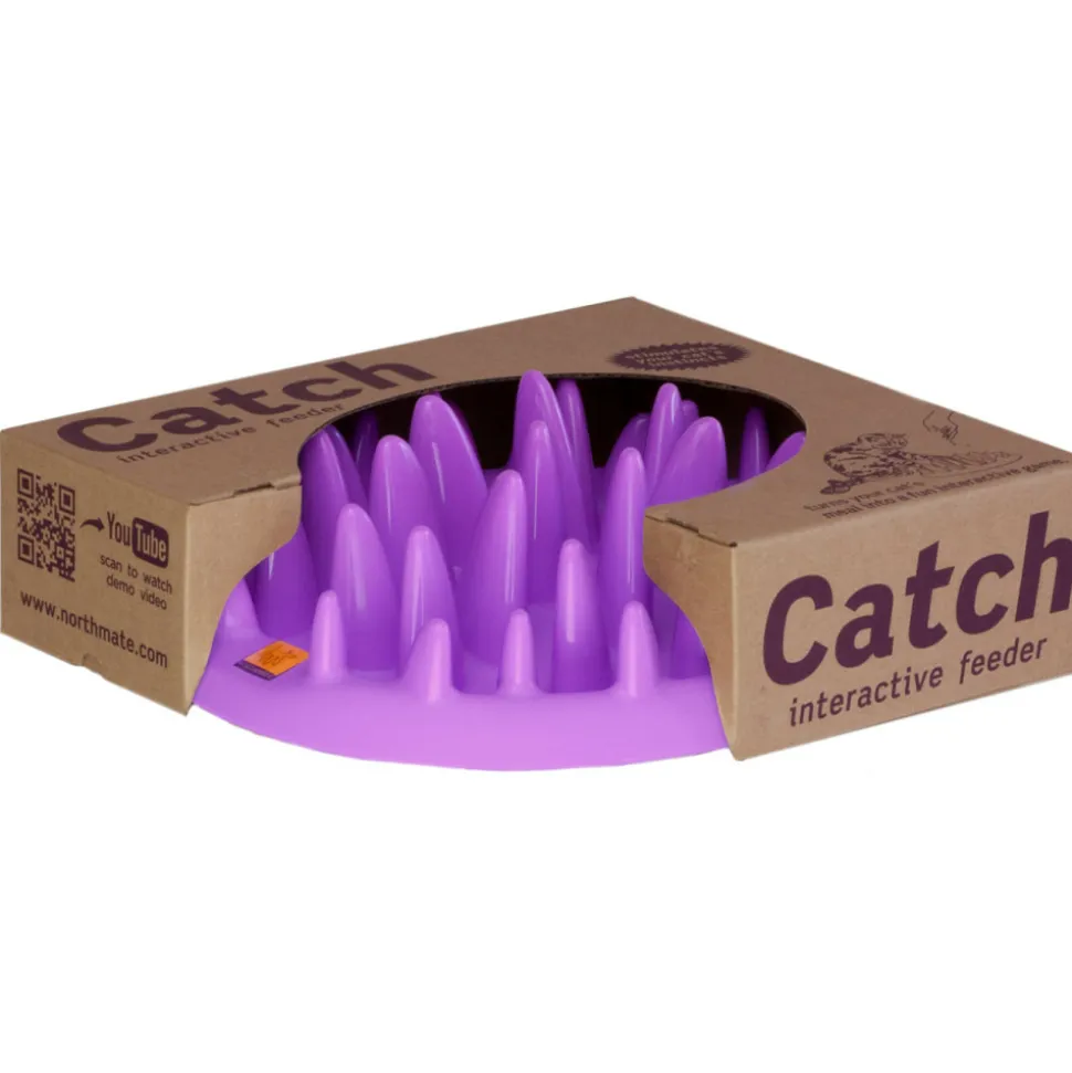 KARLIE - Gamelle plateau anti glouton 27 cm violet pour chat