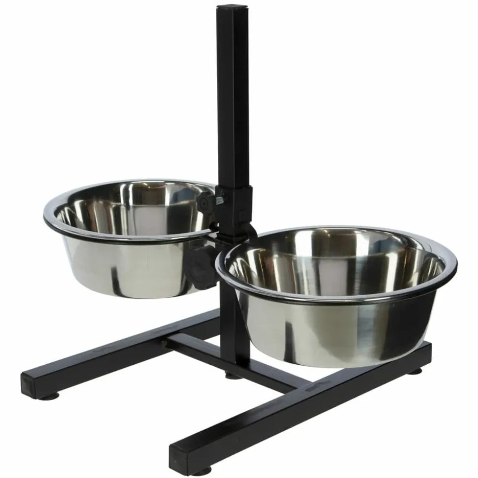 KERBL - Mangeoires d'animaux de compagnie avec support 2x2,8 l 43cm noir